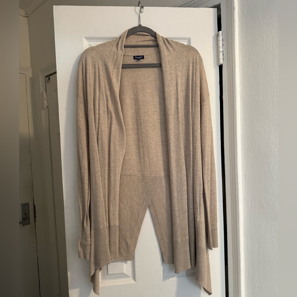 Splendid Tan Split Hem Cardigan Sweater Size Large